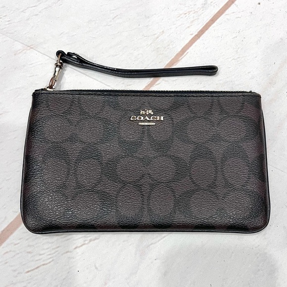 Coach Leather Monogram Wristlet Clutch Wallet Purse
